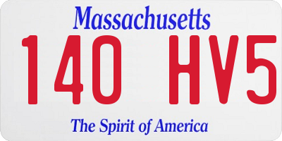 MA license plate 140HV5
