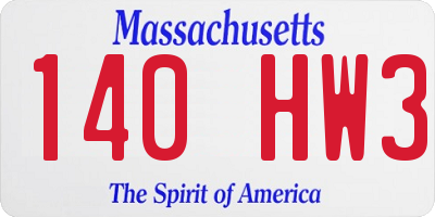 MA license plate 140HW3