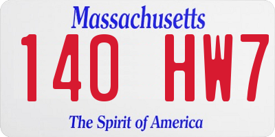 MA license plate 140HW7