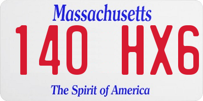MA license plate 140HX6
