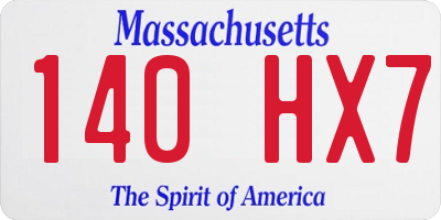 MA license plate 140HX7