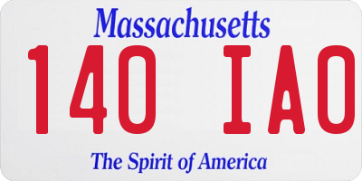 MA license plate 140IA0