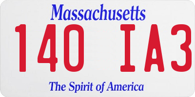 MA license plate 140IA3