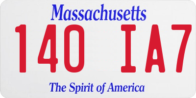 MA license plate 140IA7