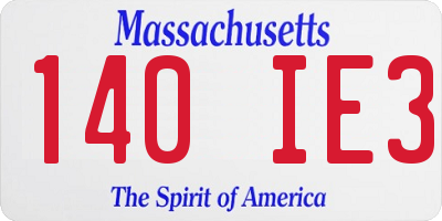 MA license plate 140IE3