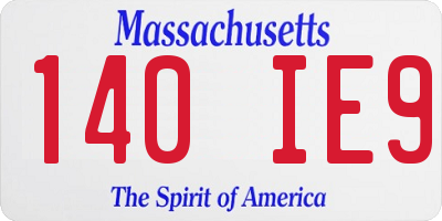 MA license plate 140IE9