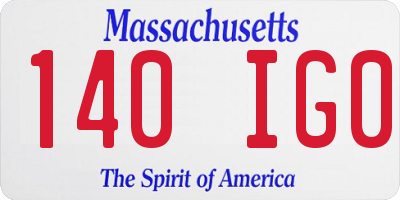 MA license plate 140IG0