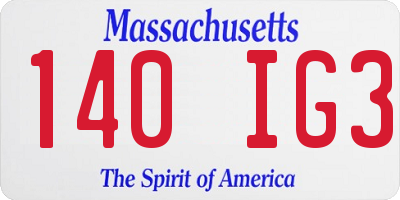 MA license plate 140IG3