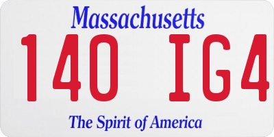MA license plate 140IG4