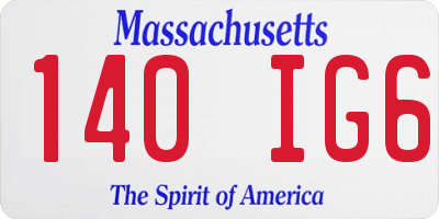 MA license plate 140IG6
