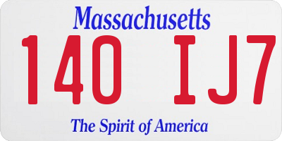 MA license plate 140IJ7