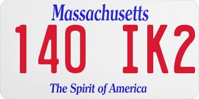 MA license plate 140IK2