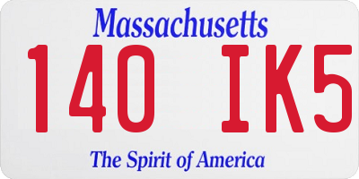 MA license plate 140IK5