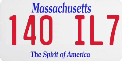 MA license plate 140IL7