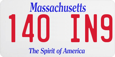 MA license plate 140IN9