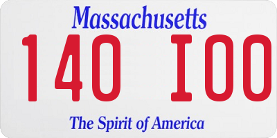 MA license plate 140IO0