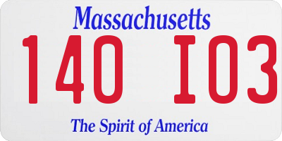 MA license plate 140IO3