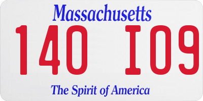 MA license plate 140IO9