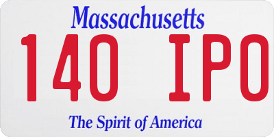 MA license plate 140IP0
