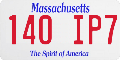MA license plate 140IP7