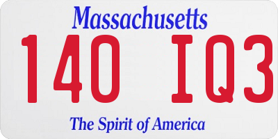 MA license plate 140IQ3