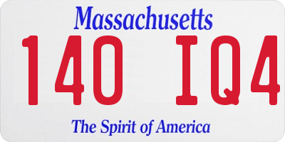 MA license plate 140IQ4