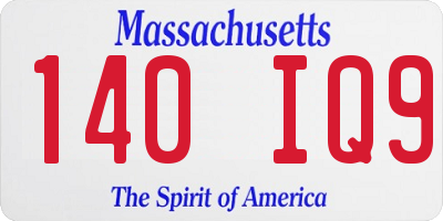 MA license plate 140IQ9