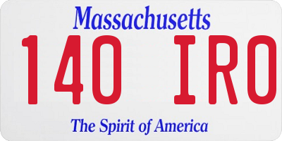 MA license plate 140IR0