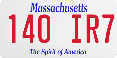 MA license plate 140IR7