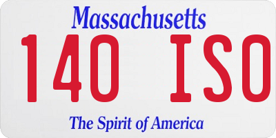 MA license plate 140IS0