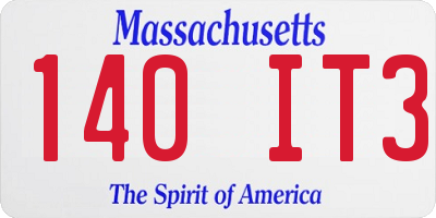 MA license plate 140IT3
