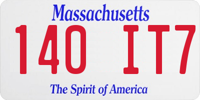 MA license plate 140IT7