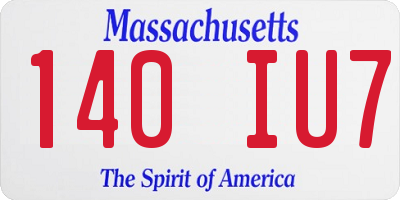 MA license plate 140IU7
