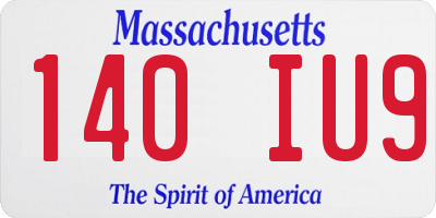 MA license plate 140IU9