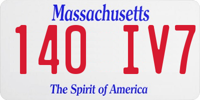 MA license plate 140IV7