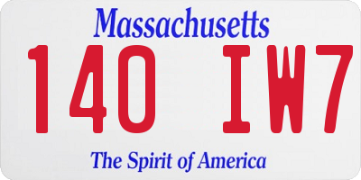 MA license plate 140IW7
