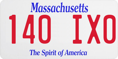 MA license plate 140IX0