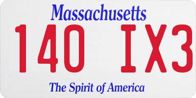 MA license plate 140IX3
