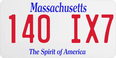 MA license plate 140IX7