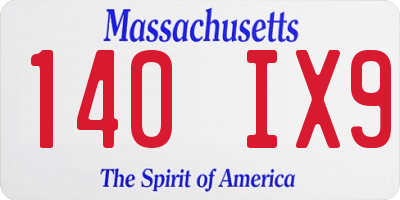 MA license plate 140IX9