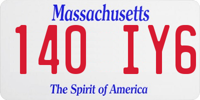 MA license plate 140IY6