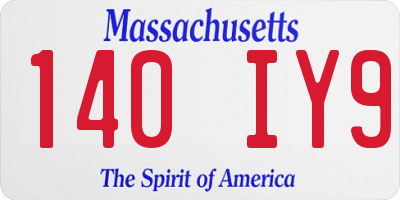 MA license plate 140IY9