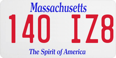 MA license plate 140IZ8