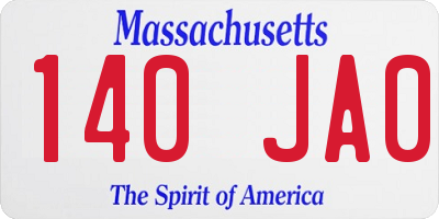 MA license plate 140JA0