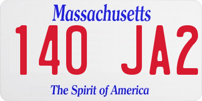 MA license plate 140JA2