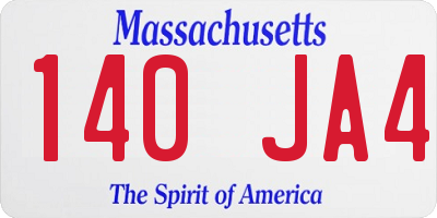 MA license plate 140JA4