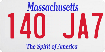 MA license plate 140JA7