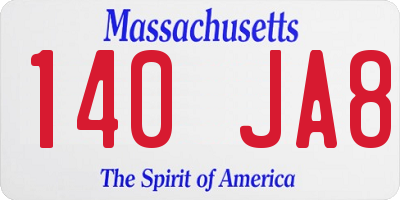 MA license plate 140JA8