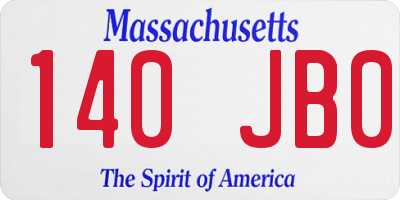 MA license plate 140JB0