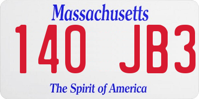 MA license plate 140JB3